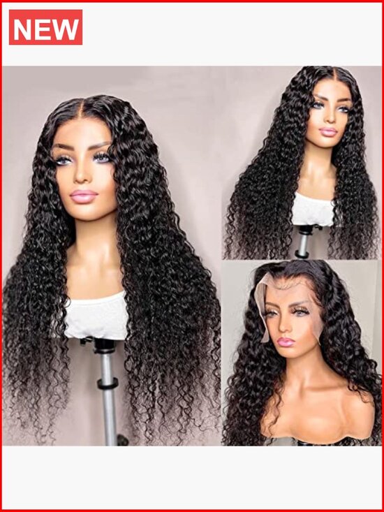 HD Transparent Lace Front Wig Human Hair 180 Density Wet and Wavy Curly Pre main image 4